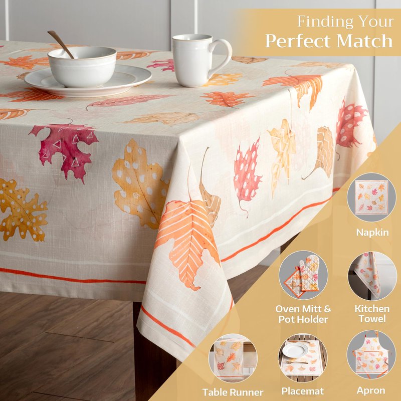 Maison d' Hermine Table Cloth Rectangle Table 100% Cotton 54 x 72 Inches Fall Tablecloth Reusable Everyday Use for Thanksgiving Christmas Decorations Dining Farmhouse Party (Colours of Autumn)