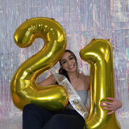 Gold Number 21 Balloon 40 inch, 21 Number Balloons, 21st Gold Birthday Decorations, 21 Year Old Women Men Golden Party Supplies
