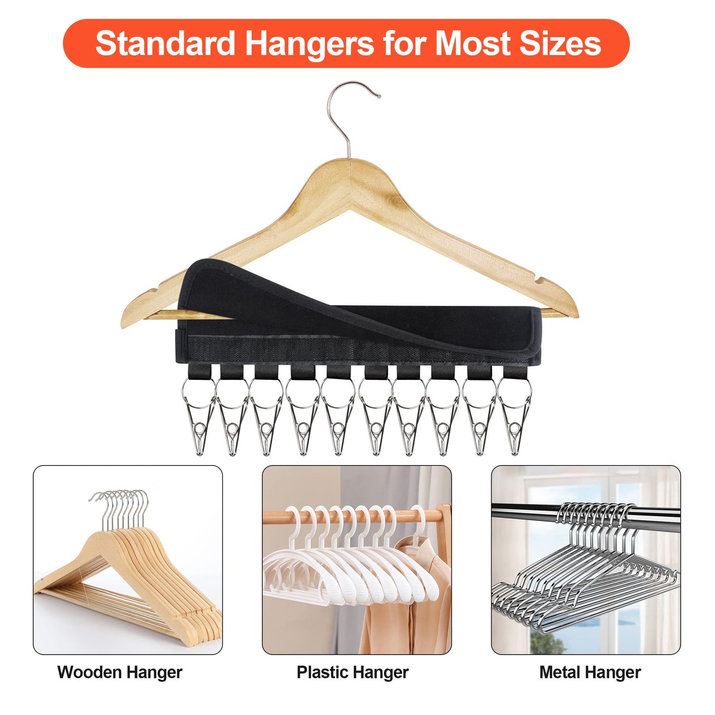Hat Rack for Baseball Caps Hat Organizer Holder for Hanger & Room Closet Display, 2Pack 10 Hat Storage Clips for Hang Ball Caps Winter Beanie & Accessories, for Men, Women Gift (2PC Black)