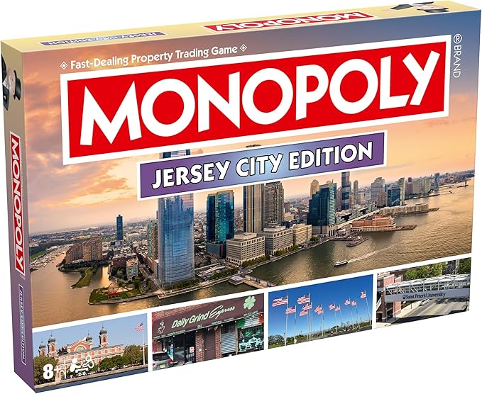 Monopoly Board Game Jersey City NJ Edition : 2-6 Players Family Board Games for Kids and Adults Board Games for Kids 8 and up for Kids and Adults Ideal for Game Night