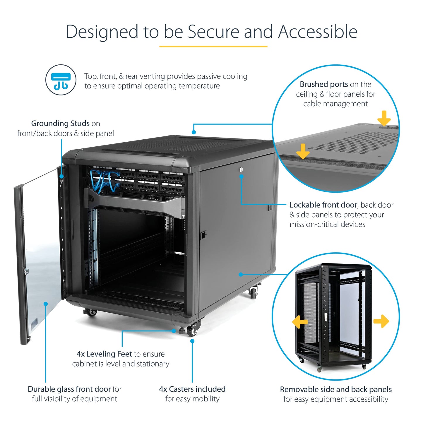 12U 29in Knock-Down Server Rack Cabinet with Casters