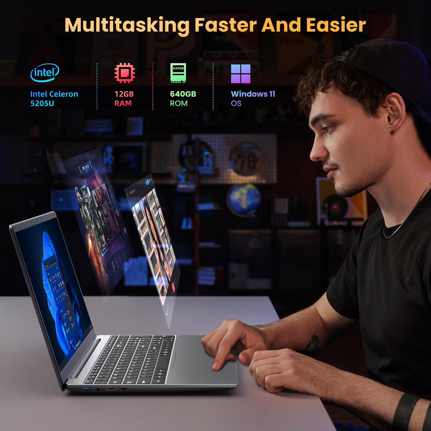 jumper 15.6" FHD Laptop, 12GB RAM 640GB Storage Expandable to 512GB,1 Year Office 365, Numeric Keyboard, HDMI, WiFi5, BT4.2,38Wh Battery, Windows 11 Laptop for Business and Student
