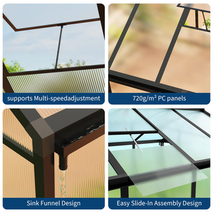 Garvee 8 x 10 FT Greenhouse, Greenhouses for Outside, Polycarbonate Greenhouse with Aluminum Frame, Lockable Door and Ajustable Roof Vent for Backyard, Green Houses for Outside Garden Backyard, Patio