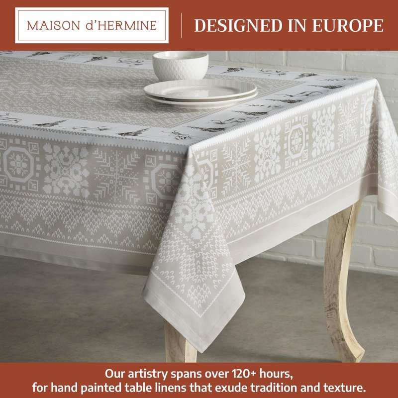 Maison d' Hermine Table Cloth Square Table 100% Cotton 54 x 54 Inches Fall Tablecloth Reusable Everyday Use for Thanksgiving Christmas Decorations Dining Farmhouse Party (Cozy Christmas)