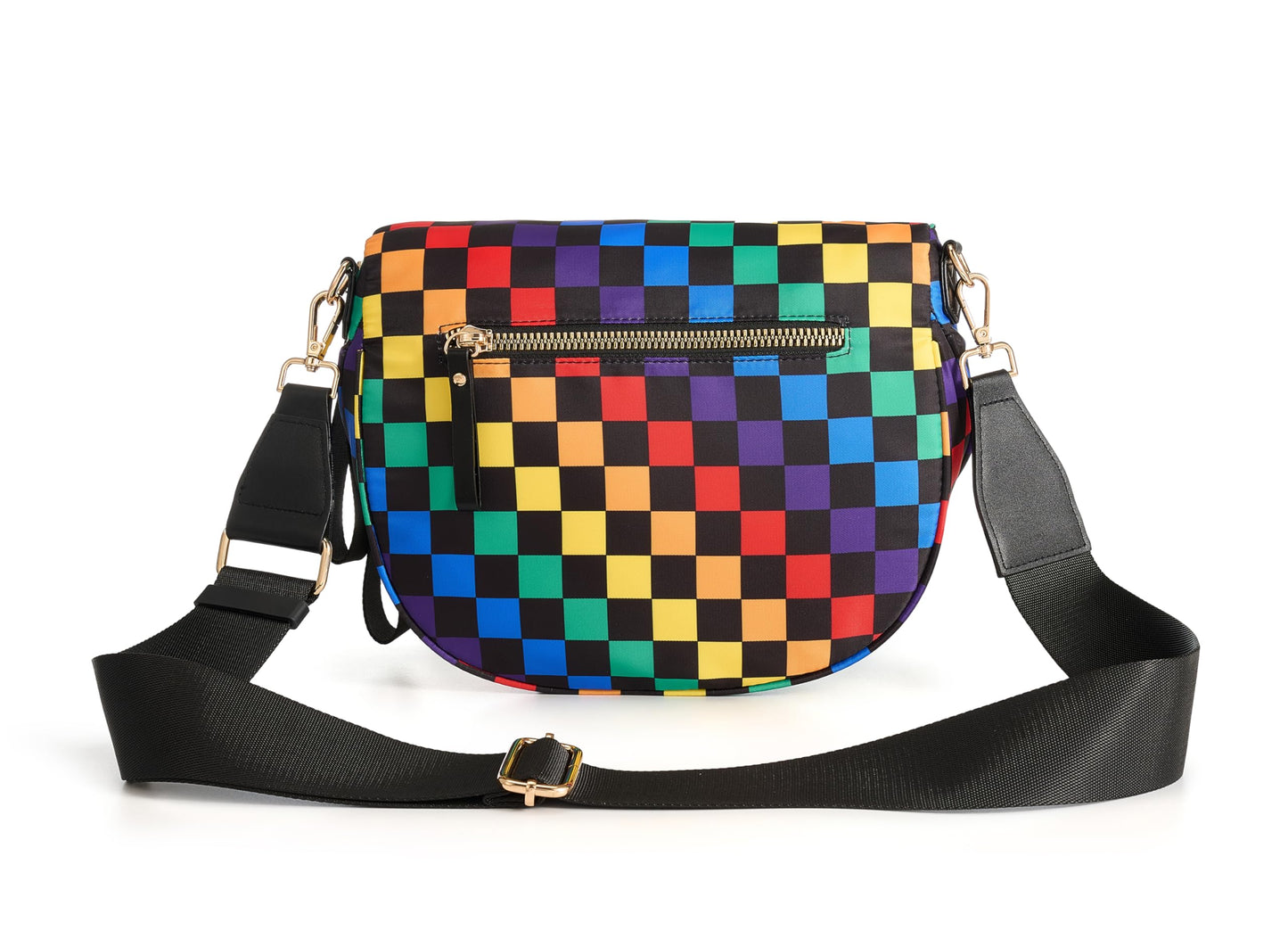Spacious Checkered Nylon Crossbody Bag Bum Bag Checkered Handbags Wallets for Women