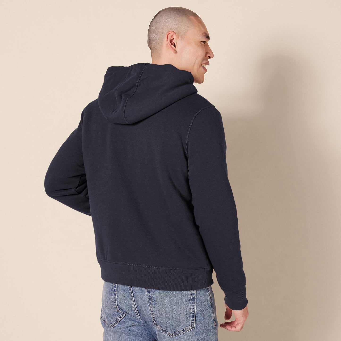 Amazon Essentials Hoodie For Men, Sherpa-Lined Full-Zip Fleece Sweatshirt, Small, Navy