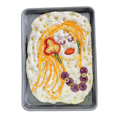 Global Grub Focaccia Bread Art Kit for Kids, Teens, Adults - Fun DIY Professional Bread Baking Kit Comes with Bread Flour, Food Tweezers for Decorating, Art Gallery and Step by Step Instructions