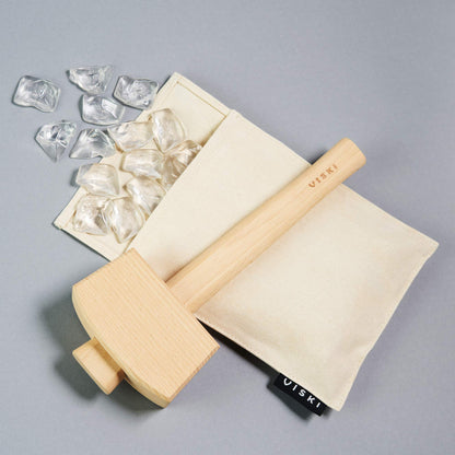 Viski Professional Lewis Ice Bag and Mallet, Manual Ice Crusher, Ice Crushers for Home Use, Bartender Kit & Bar Tools Kitchen Accessory, 12"