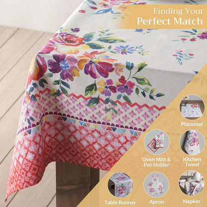 Maison d' Hermine Table Cloth Square Table 100% Cotton 54 x 54 Inches Tablecloth Reusable Decorative for Dining Kitchen Room Farmhouse Home Gifts for Mothers Day Spring Summer - Rose Garden