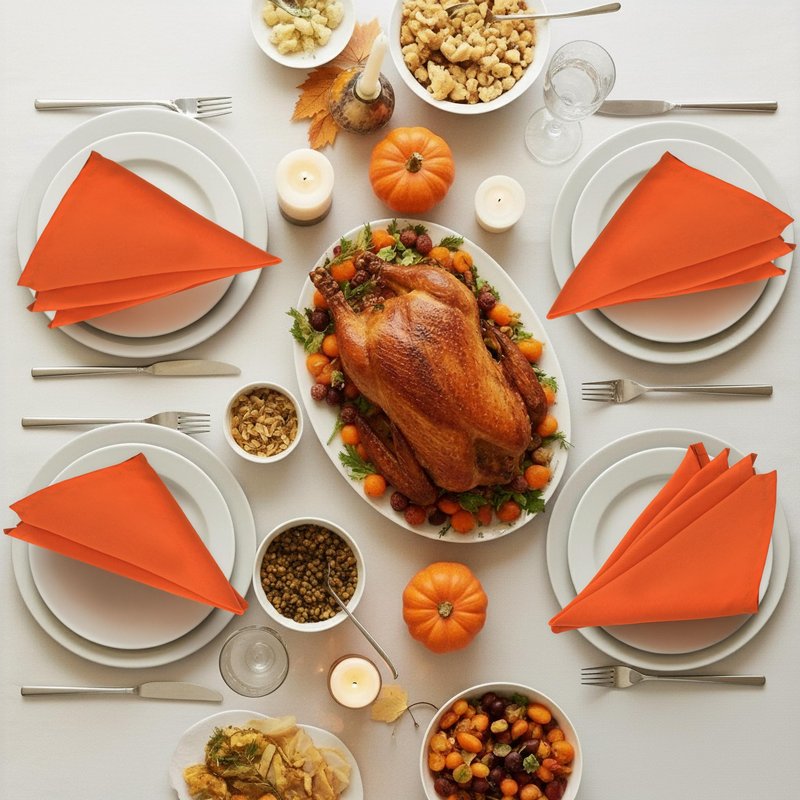 Utopia Home Orange Cloth Napkins (12 Pack, 17x17 Inches), Ideal Dinner Napkins for Halloween, Thanksgiving, Party, Wedding and Lunch/Dinner