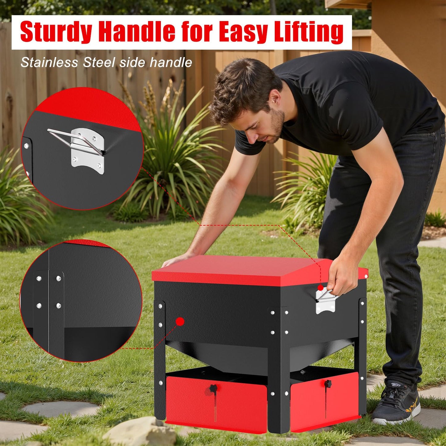 100lbs Automatic Chicken Feeder, Heavy Duty Galvanized Steel Poultry Feeder, Weatherproof & Secure-Lid for Outdoor Use, No Waste & Rodent-Proof for Chickens, Ducks, Turkeys
