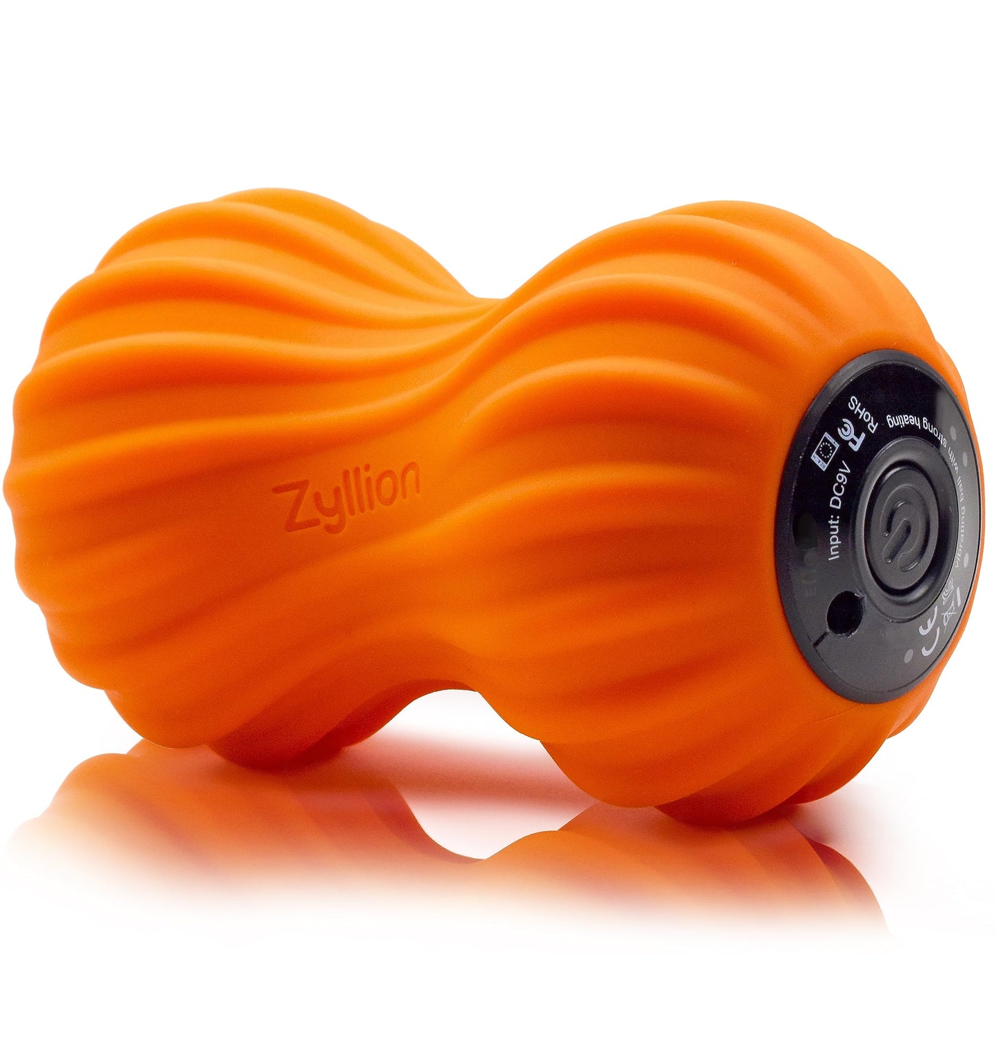 Zyllion Rechargeable Vibrating Massage Ball - Cordless 4-Mode Deep Tissue Peanut Massager Roller for Muscle Pain Relief, Arthritis, Sciatica, Plantar Fasciitis on Foot, Leg, Back, Neck ZMA-30 Orange