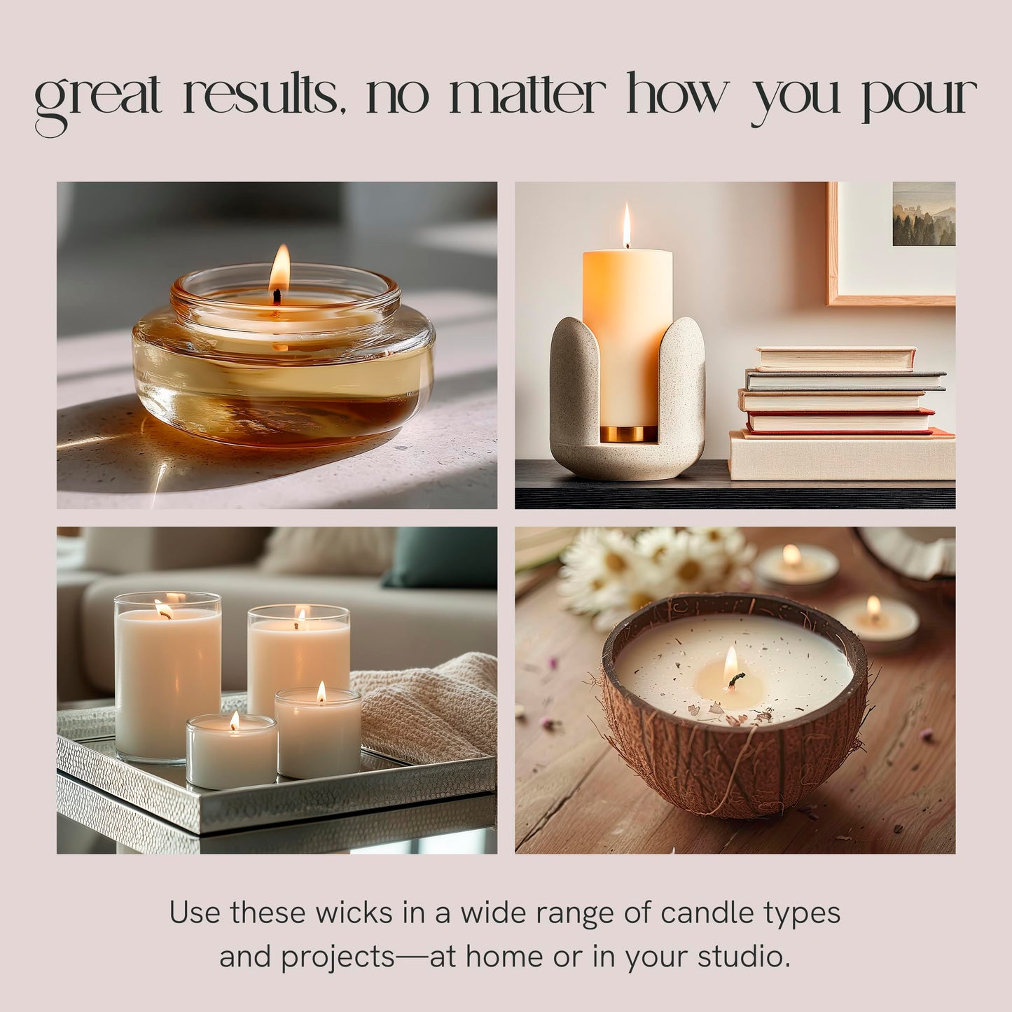 EAP Innovations 6" Eco Candle Making Wicks, Self-Trimming Design, Coreless Cotton Wicks for Candle Making, Ideal for DIY, Ideal for Low Melt-Point Waxes, Size ECO-6, Pack of 100