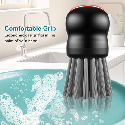 Mini Dish Brush for Cleaning Chicken Shredder, Palm Brush Dish Scrubber with Ergonomic Grip, Kitchen Brush for Washing Dishes, Pans, Pots, Sink (1, Black)