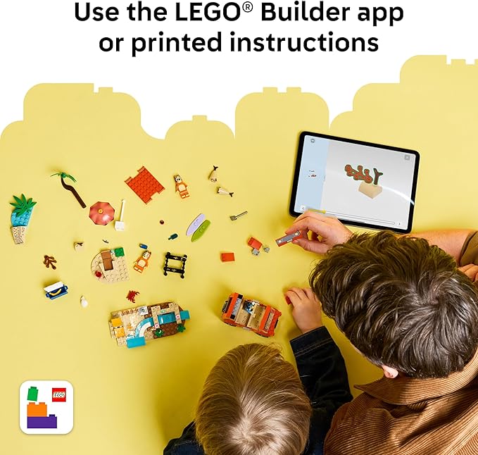 LEGO Bluey: Bluey’s Beach &amp Family Car Trip - Toddler Learning Toy for Kids 4+ - Includes Bluey Bingo and Mum Minifigures - Birthday Gift for Boys and Girls Ages 4+ - 11202
