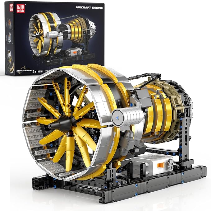 Mould King 10141 Aircraft Engine Model that Works Ideas Transmission Engine Model Toy for Display DIY STEM Project for 14+ Adults/Teens(2256 PCS)