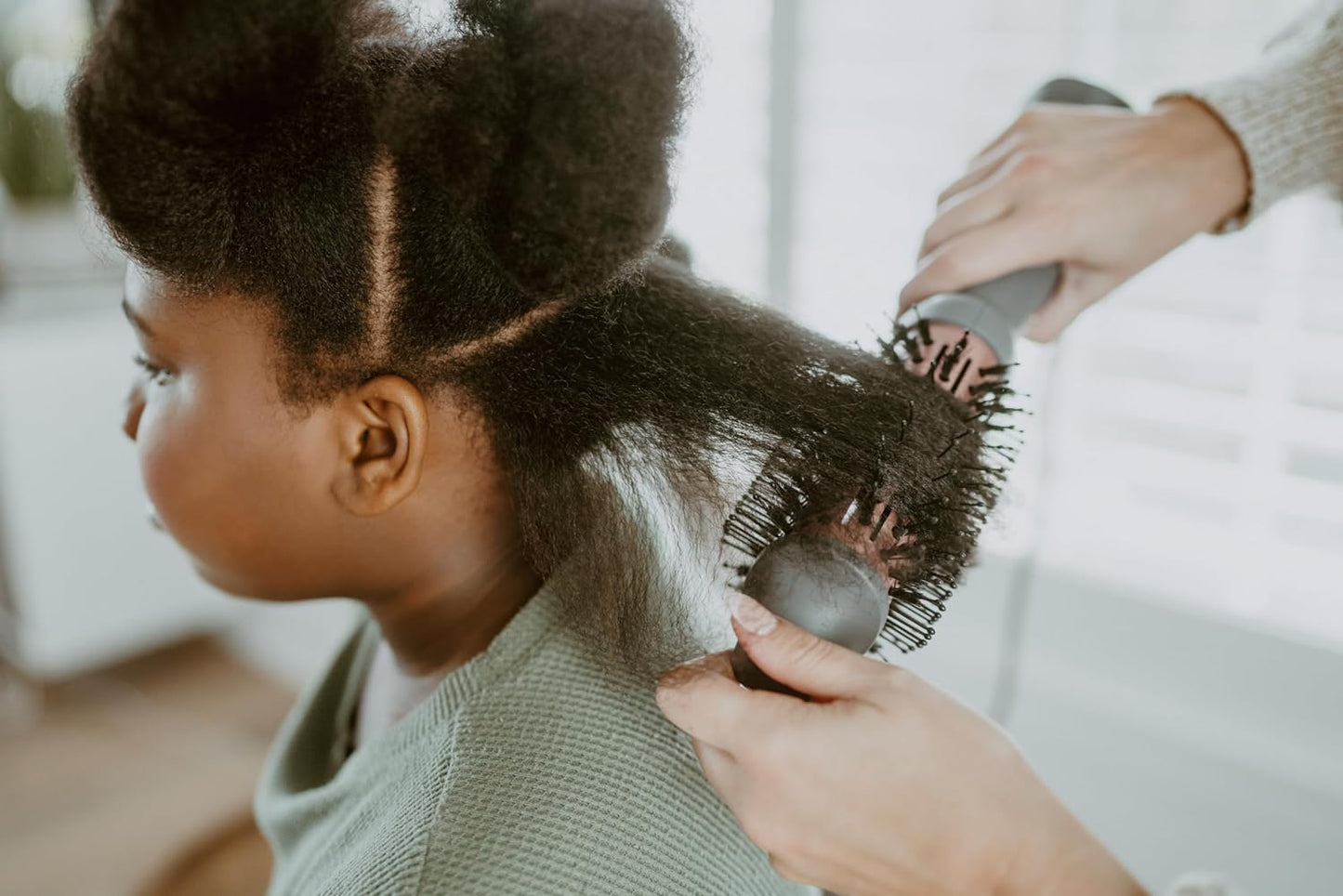 Hairitage Volumizing One Step Blow Dry Brush + Hair Dryer for Curling + Straightening - Ceramic Tourmaline Blowout Brush + Volumizer - Hair Styler for Smooth Shiny, Frizz-Free Styles - Matte Grey