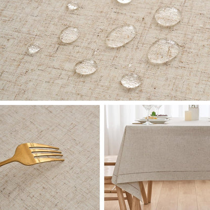 Zdolmy Natural Flax Linen Handmade Hemstitch Tablecloth 70" x 55"– Undyed Square Table Cover for Kitchen, Dining & Decoration, Ideal for Father's Day