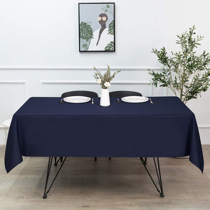 sancua Rectangle Tablecloth - 60 x 84 Inch - Stain and Wrinkle Resistant Washable Polyester Table Cloth, Decorative Fabric Table Cover for Dining Tables, Buffet Parties and Camping, Navy