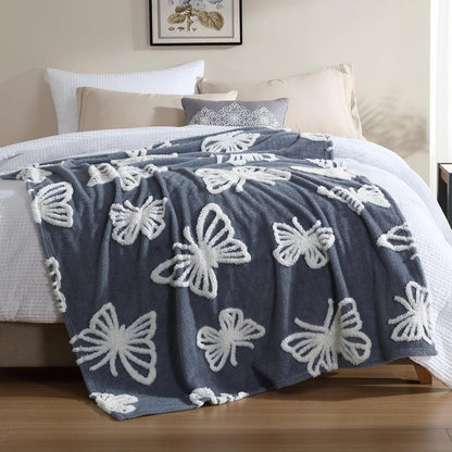 ClevaHome Super Soft Butterfly Pattern Throw Blanket - Ultra Cozy Warmth, Plush Fleece for All Seasons, Decorative and Comfortable, 50x60 inches