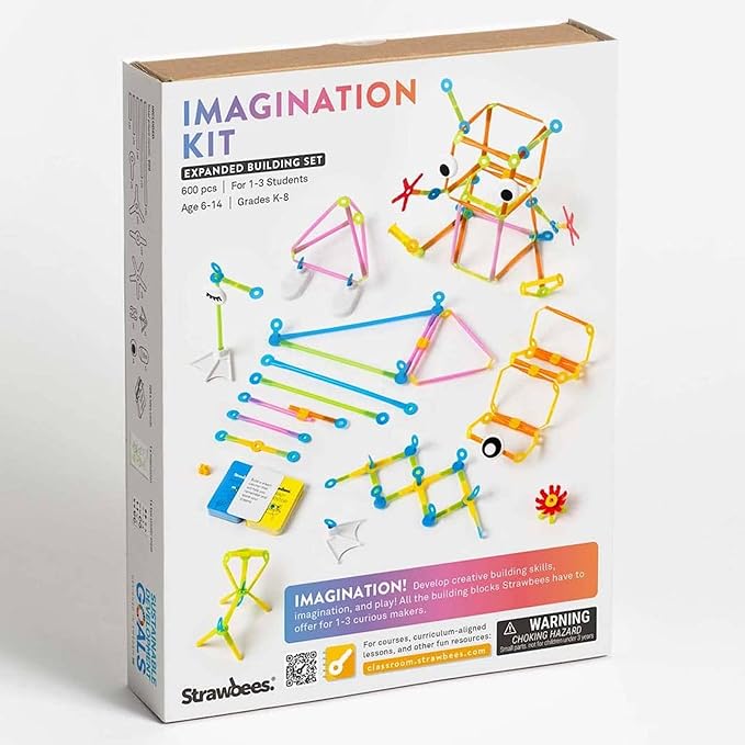 Strawbees Imagination Kit - Educational Connecting Toys for Makers &amp Families Building Toy Toolbox with Straws and Connectors for Creative STEM Exploration in Schools &amp Home Learning