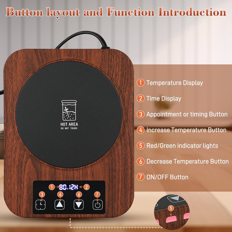 Sourdough Starter Warmer -24H Timer, Precise 1°F Thermostat Control (70-100°F) Smart Memory Warming On/Off,Sourdough Warming Mat for Home Baking（Wood Grain）