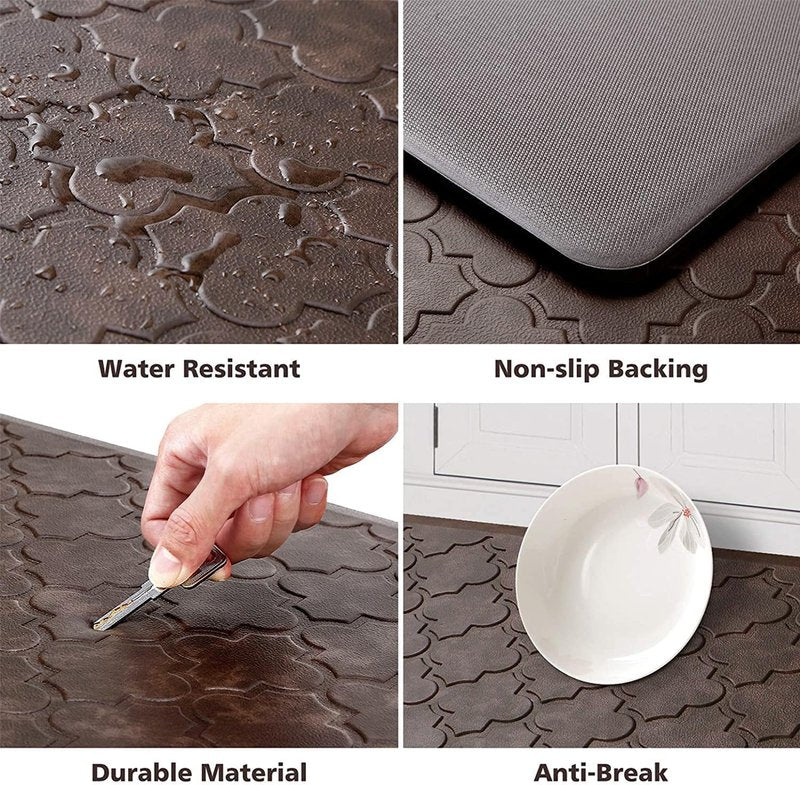 WISELIFE Kitchen Mat Cushioned Anti Fatigue Floor Mat,20"x39", Thick Non Slip Water Resistant Kitchen Rugs and Mats,Heavy Duty Foam Standing Mat for Kitchen,Floor,Home,Desk,Sink, Brown