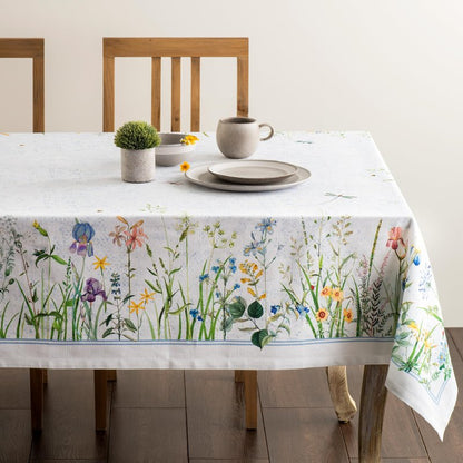 Maison d' Hermine Table Cloth Rectangle Table 100% Cotton 70 x 140 Inches Tablecloth Reusable Decorative for Dining Kitchen Room Farmhouse Home Gifts for Mothers Day Spring Summer - Fleurs De Mai