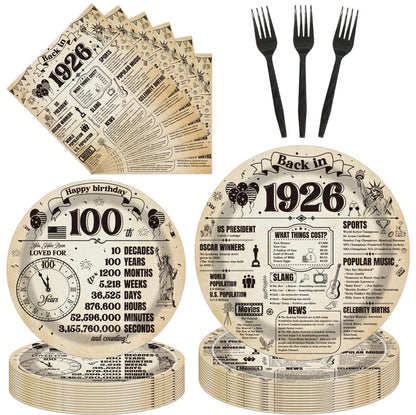 Hokinaa 1985 40th Birthday Decorations - 96 Pcs Black Rose Gold 40th Party Tableware Set, Cheers to 40 Years Disposable Paper Plate Napkin Fork for Women, Birthday Party Supplies Serves 24 Guests