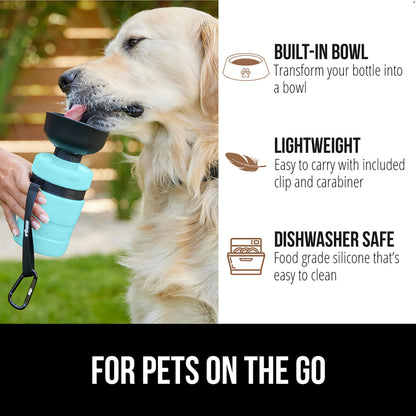 GORILLA GRIP Dog Water Bottle, Portable Water Bowl Dispenser for Dogs, 20 oz Leak Proof Pet Travel Squeeze Bottles, Food Grade Silicone, to Go Puppy Essentials, Hiking Camping Trip Accessories, Black