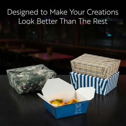 Restaurantware Paper Take Out Box 50 Count 8.5 x 6.2 x 2.6 Inches 71 oz Leakproof Frenchie Food Container with Secure Lid, Grease-Resistant Rectangular Design for Large Capacity Food Storage