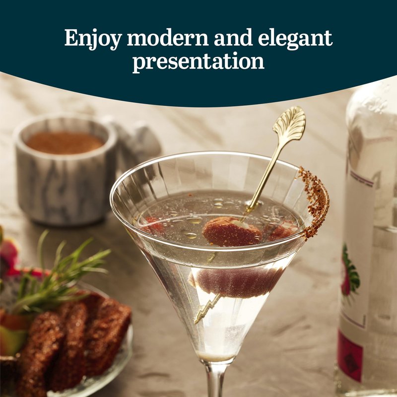 Libbey Paneled Martini Glasses Set of 4, 9.5 Oz Fine Ribbed Modern Martini Glasses, Dishwasher Safe Martini Cocktail Glasses for Cocktail Parties