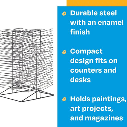 Sax All-Steel Double Sided Wire Drying Rack, 50 Shelves, 17 x 20 x 30 Inches, Steel, Black - 216782