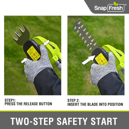 SnapFresh Cordless Grass Shear Bush Trimmer, 2 in 1 Handheld Hedge Trimmer, 7.2V Electric Grass Trimmers, Lightweight Shrubbery Trimmers Battery & Charger Included, Shrub Trimmer for Garden(Green)