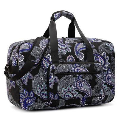 F.FETIVIN Weekender Bag Carry On Travel Duffle Bag Medium Overnight Bag for Women(Black Paisley)