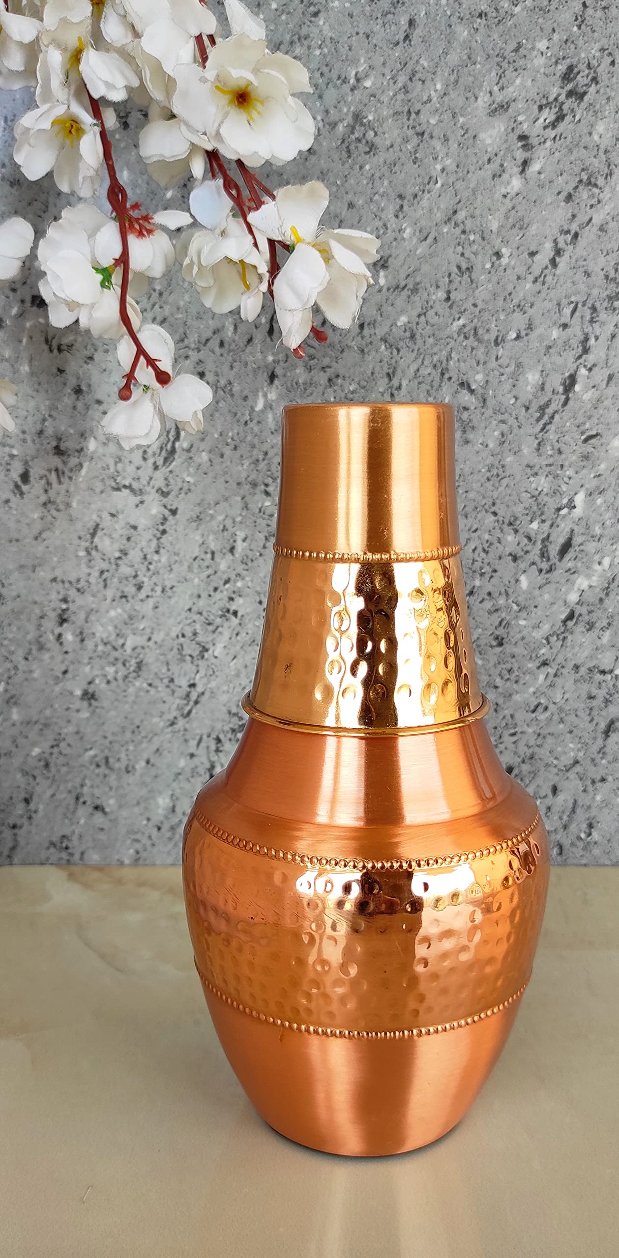 HYGGE Pure Copper Bedside Carafe with Tumbler, 1.4L Water Pitcher for Home, Yoga & Ayurveda Health Benefits – 47.3 fl oz