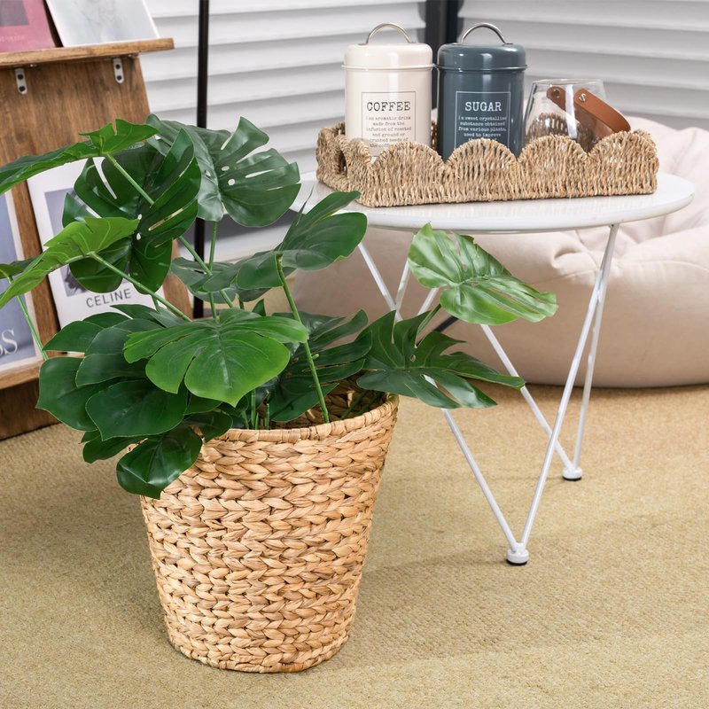 ATEDIR Small Trash Can with Lid, 4 Gallon Waste Basket with Lid, Round Wicker Waste Basket, Handwoven Lidded Trash Can for Bathroom, Bedroom, Kitchen, 2 Pack