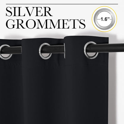 NICETOWN Blackout Curtain Panels - Thermal Insulated Grommet Top Drapes, Black, 2 Panels, W34 x L36-Inch