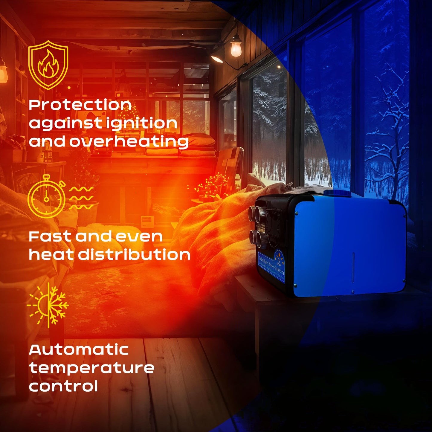 8000W All-in-One Diesel Air Heater 110V/12V/24V Portable Quiet Parking Heater with 5L Tank | Compact Forced-Air Heating for Car RV Truck Camper Tent Garage | LCD Control | Blue