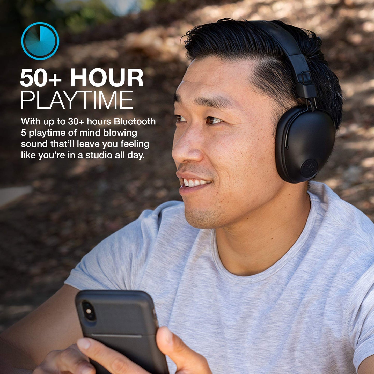 JLab Studio Pro Wireless Over-Ear Headphones, Black, 50+ Hour Bluetooth 5 Playtime, EQ3 Sound, Ultra-Plush Faux Leather & Cloud Foam Cushions, Track and Volume Controls