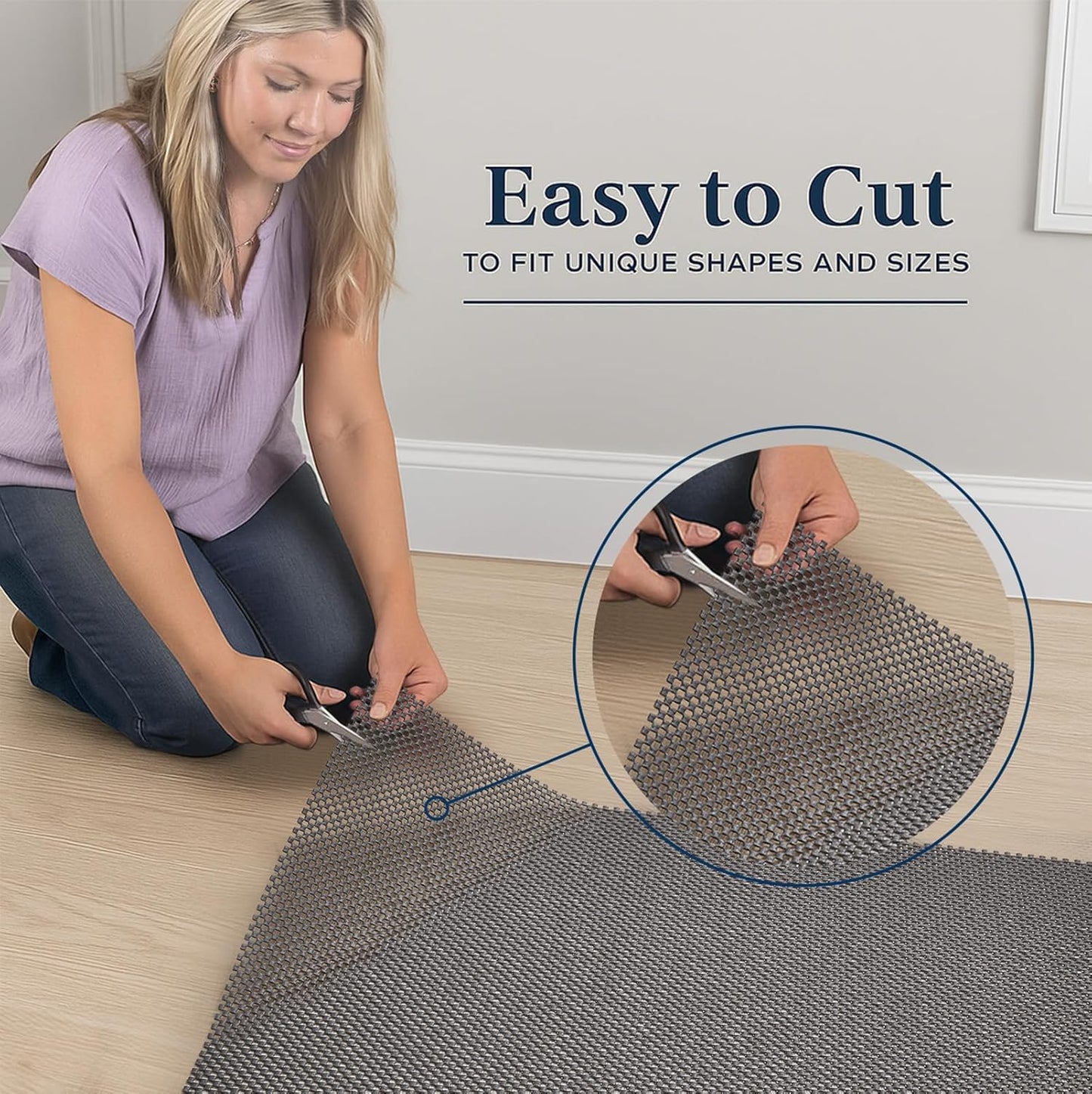 Veken 4 Ft Round Rug Pad - Non-Slip Gripper for Hardwood & Tile Floors | Thick Dark Grey Anti-Skid Mat