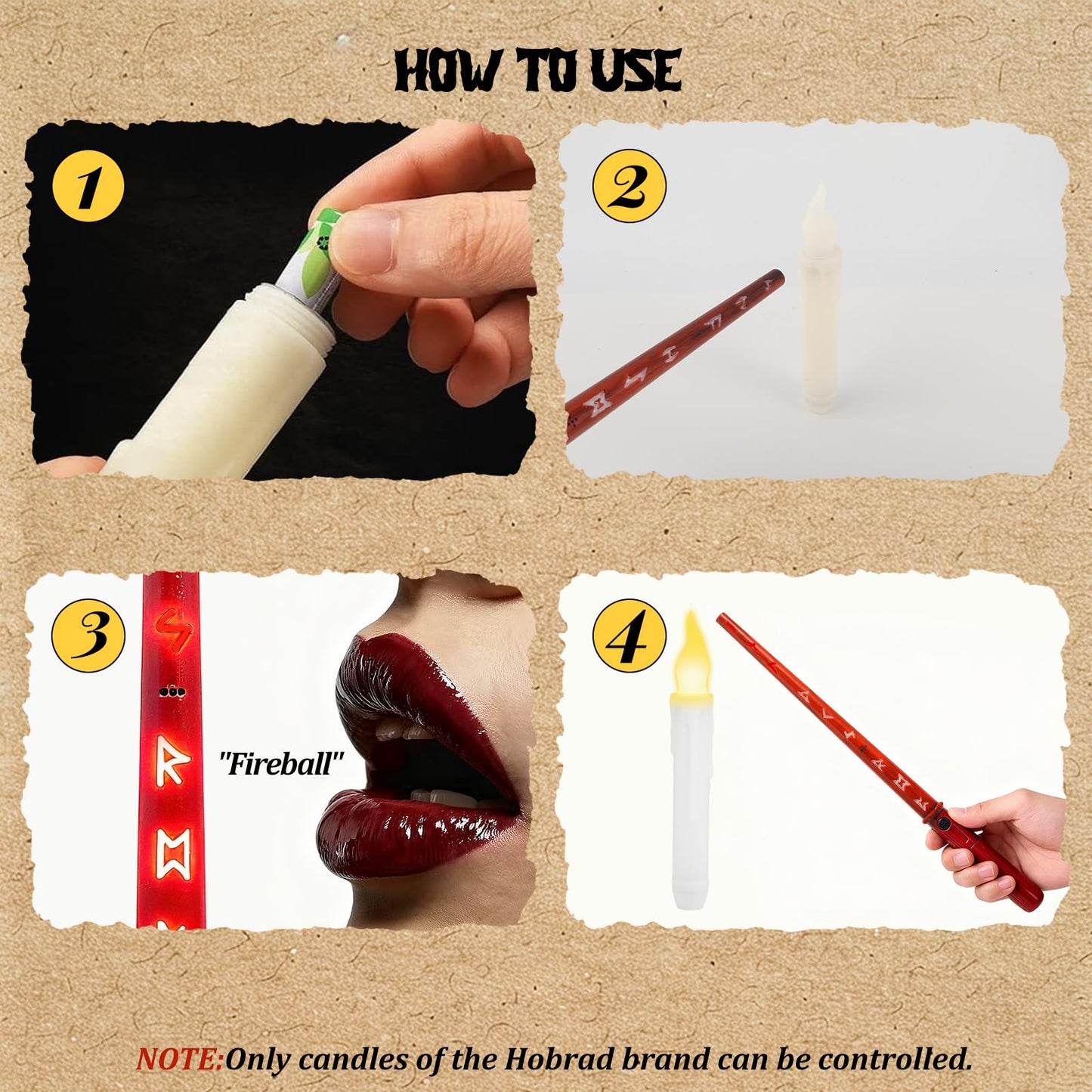 Hobrad 10PCS Floating Candles with Wand Halloween Decorations Indoor Hanging Candles Halloween Battery Candles with Voice Remote Control