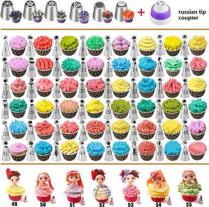 540PCS Cake Decorating Kit | Complete Baking Supplies Set with 4 Springform Pans & Rotating Turntable