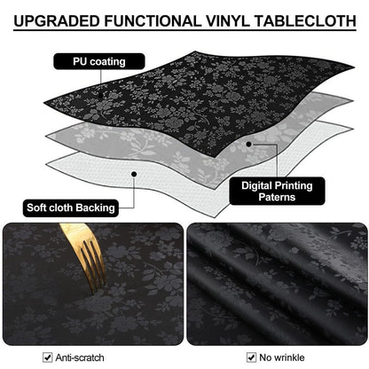 Smiry Square Table Cloth, Waterproof Heavy Duty Vinyl Tablecloths, Wipeable Washable Table Cover for Kitchen and Dining Room (Black, 70" X 70")
