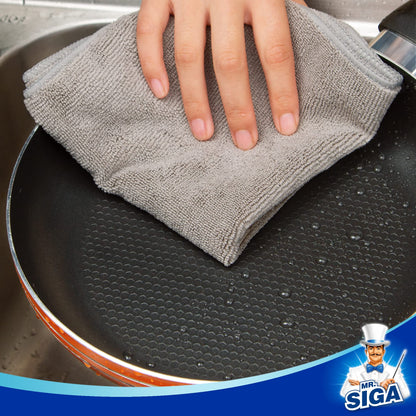 MR.SIGA Microfiber Cleaning Cloth, All-Purpose Microfiber Towels, Streak Free Cleaning Rags, Pack of 12, Grey, Size 32 x 32 cm(12.6 x 12.6 inch)