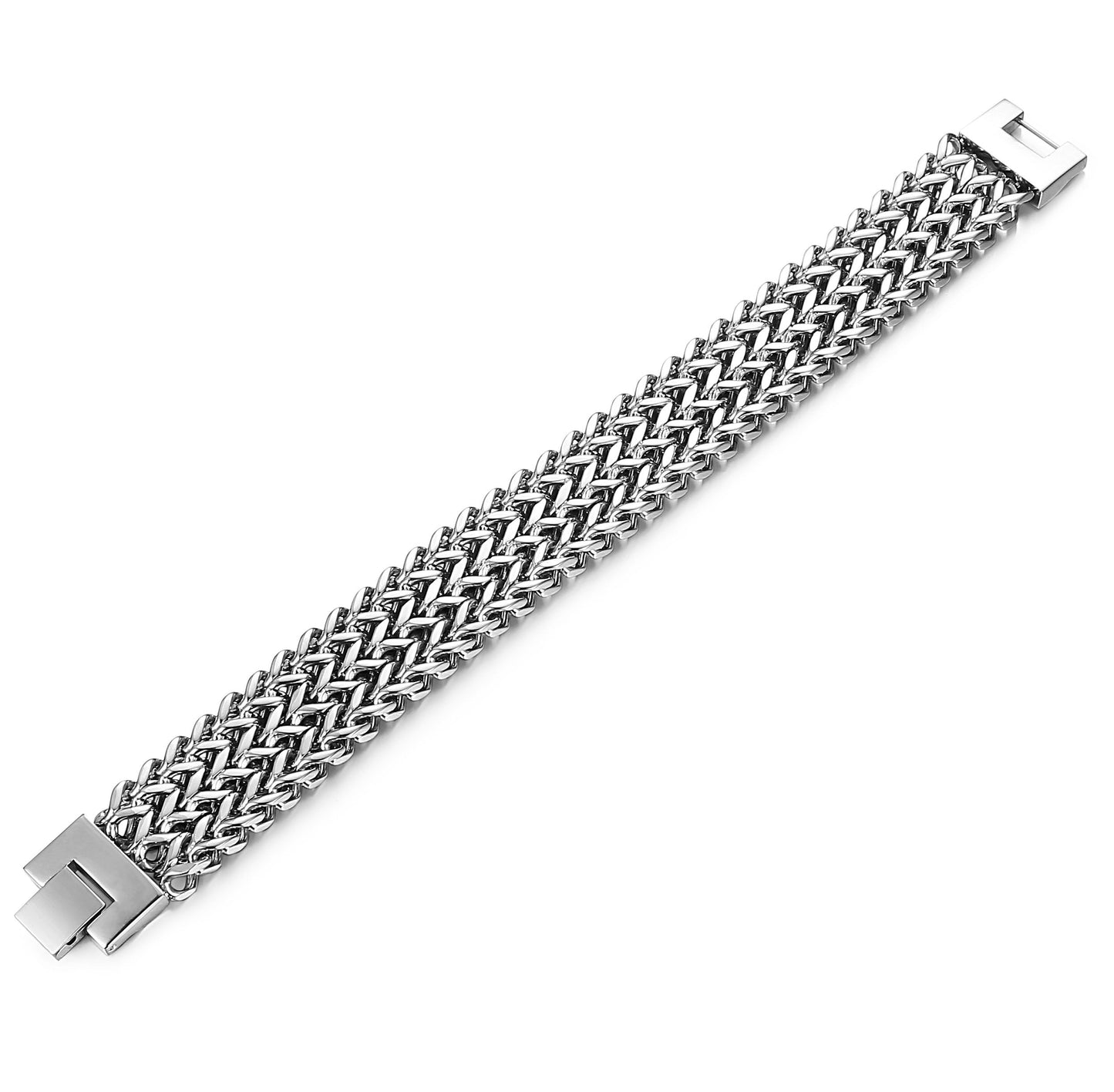 LOYALLOOK Stainless Steel 19MM Cuban Curb Link Chain Men's Bracelets Rock Link Wristband,8.5 Inches