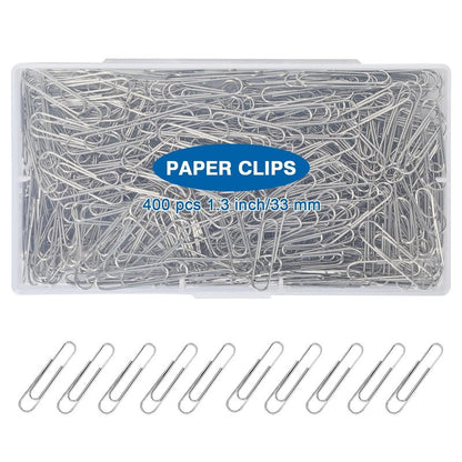 Krvyrn 400 Pcs Medium Paper Clips,1.3 inch Smooth Paperclips Metal Paper Clip for Office, School and Teacher Supplies
