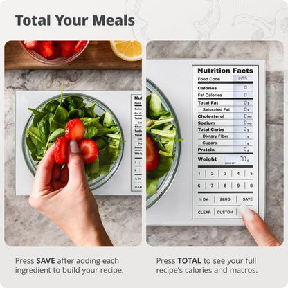 Greater Goods Food Scale with Nutrition Calculator, Non Connected Calorie Scale for Meal Prep, Weight Loss, 2000 Pre-Loaded Food Codes, Compact Kitchen Scale, Battery Operated, 11lb Capacity, Silver