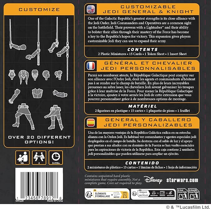 Asmodee Star Wars: Legion Customizable Jedi General and Knight - Tabletop Miniatures Game Strategy Game for Kids and Adults Ages 14+ 2 Players 90 Min Playtime