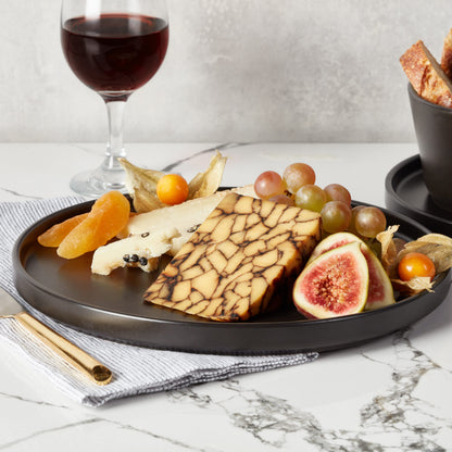 Stone Lain Celina Stoneware 16 Piece Modern Dinnerware Set, Plates and Bowls, Black Matte, Service for 4, Microwave & Dishwasher Safe